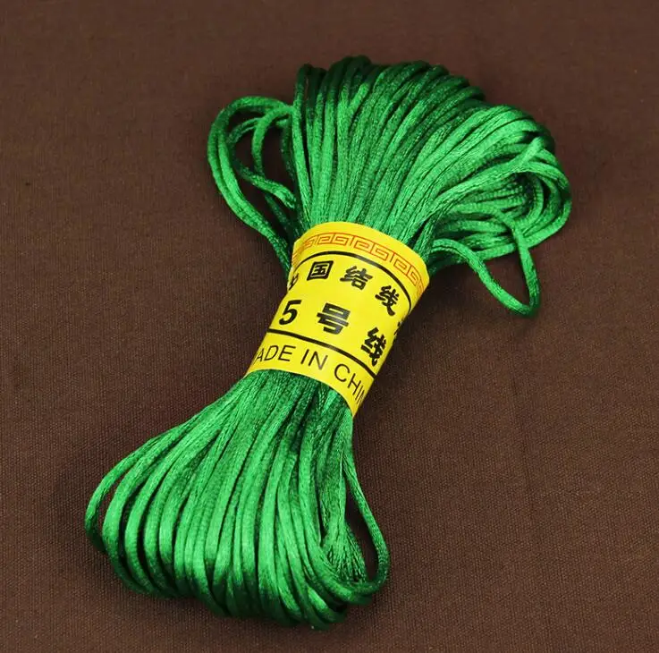 25 цветов, 20 метров/рулон, китайский узел, бисероплетение, ювелирная нить, шнуры, 2 мм, сутажная веревка для DIY браслетов, аксессуары для изготовления ювелирных изделий - Цвет: green