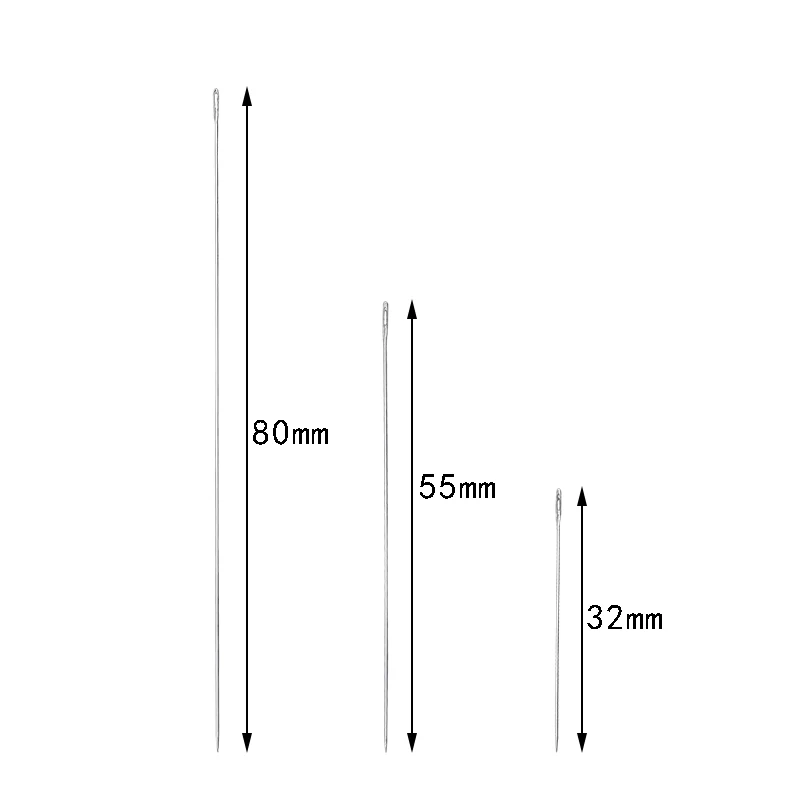 LMDZ 3 размера 30 штук длинные иглы для бисероплетения с бутылкой для игл Диаметр 0,45 мм и 32 мм 55 мм 80 мм/длинная игла из нержавеющей стали