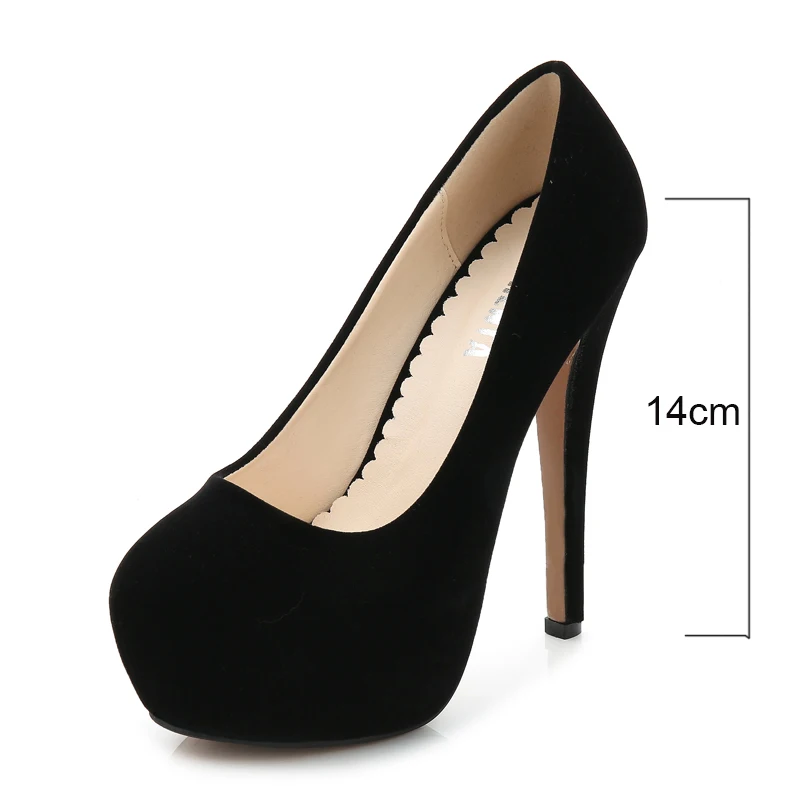 MAIERNISI/пикантные женские туфли-лодочки на высоком каблуке; сандалии размера плюс; модная обувь для стриптиза; вечерние туфли-лодочки; женская обувь на платформе для деловой женщины - Цвет: 14cm black