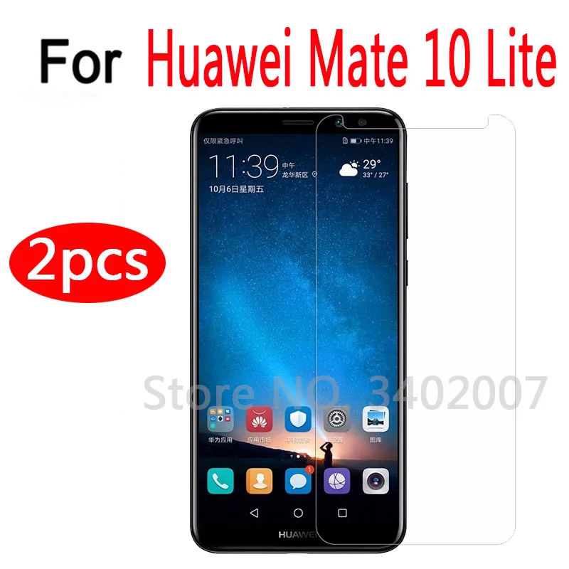 2PCS Tempered Glass For Huawei Mate 10 Lite RNE-L21 RNE-L02 L01 RNE-L23 Screen Protector Nova 2i Anti-scratch Film | Мобильные