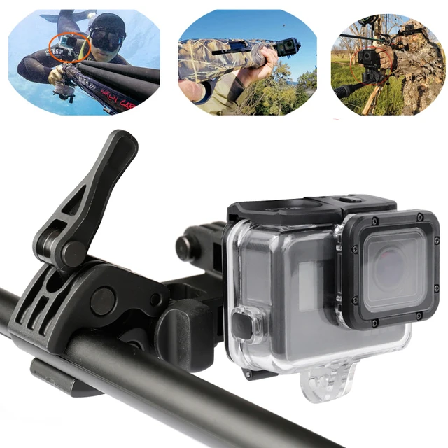 Go Pro Hero6 Fixed Clip Holder Gun/Fishing Rod/Bow/Arrow selfie base mount  for GoPro