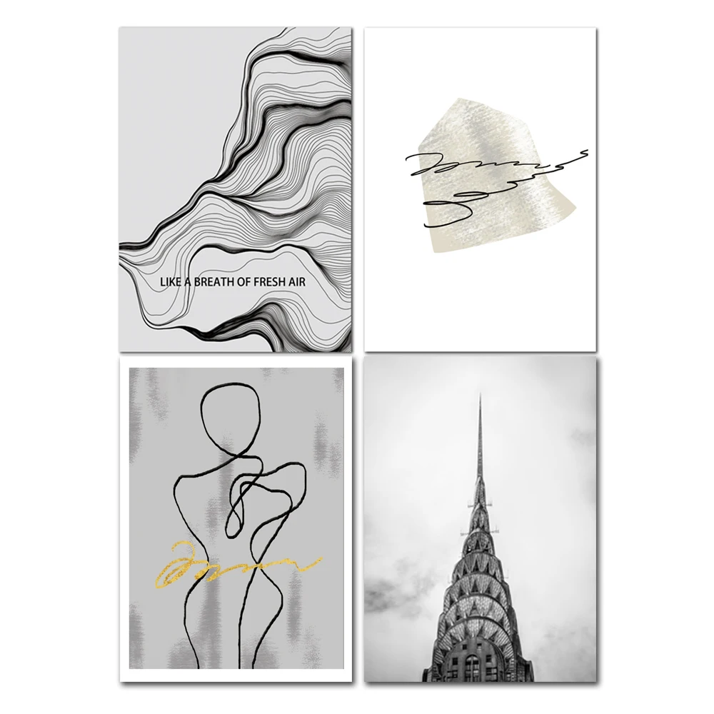 Minimalist Wall Art Landscape  Posters And Prints Black And White Nordic Poster Abstract Canvas Painting Canvas Art Unframed