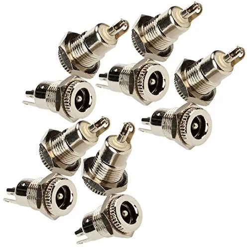 

DC Power Supply Jack Socket Panel Mount M9 5.5mm x 2.1mm Pack of 10