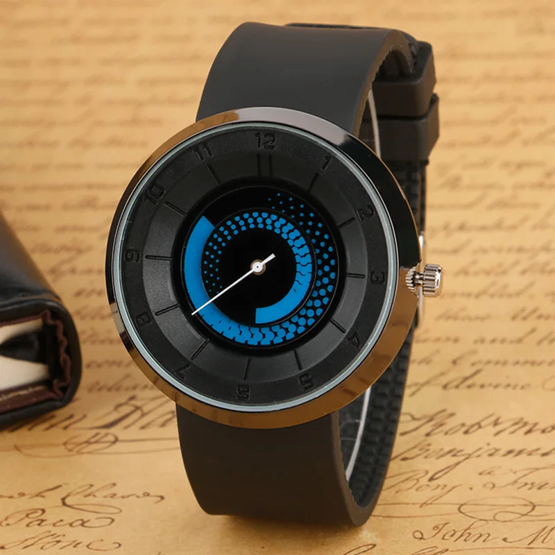Unique Spiral Rotation Mens Watch Creative Turntable Dial Quartz Clock Leisure Style Rubber Strap Unisex Christmas Gifts ulzzang 2017 Fashion (19)