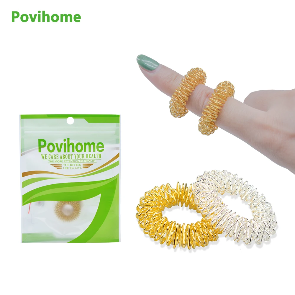 Золотое массажное кольцо для пальцев стальное иглоукалывания медицинский