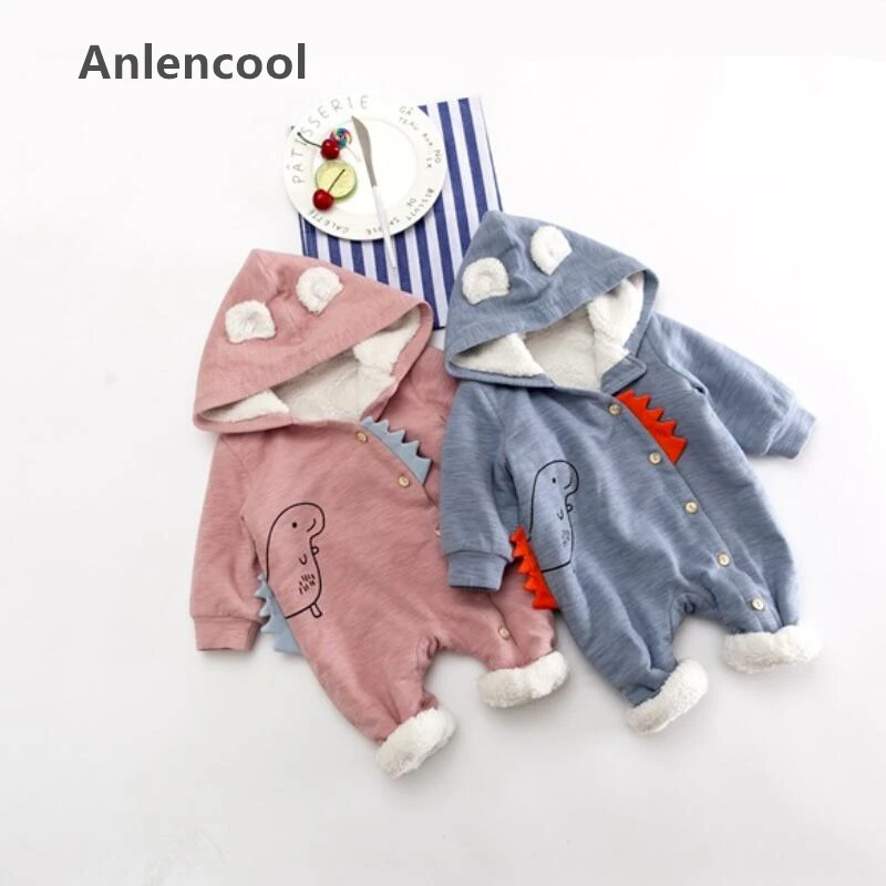 

Anlencool Korean version of dinosaur printed conjoined clothing infant winter plus velvet thickening climb climbing baby clothes