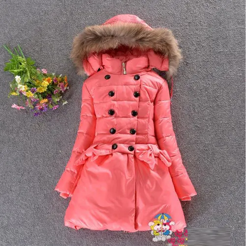 

2014 winter new baby girls clothes outdoor casual sports long down jacket coat parkas,children's thick warm outerwear for kids