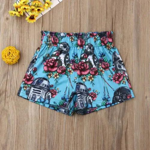 Baby Kids Girl Boy Shorts Floral Painted Cartoon Shorts Bloomers Elastic Waist