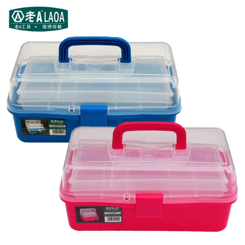 

LAOA Portable Multifunction Tool Box 12,5"/14.5" Plastic Storage Box Repair ToolBox Household bin 4 colors choice