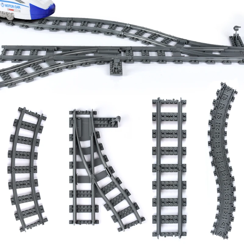 

Train Tracks Building Blocks Straight Curved Rail Soft Tracks Compatible Legoed City DIY Blocks Educational Toys for Children