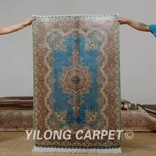 Yilong 3'x4. 5' античный персидский шелковый ковер Изысканный Синий karastan восточные ковры(0569