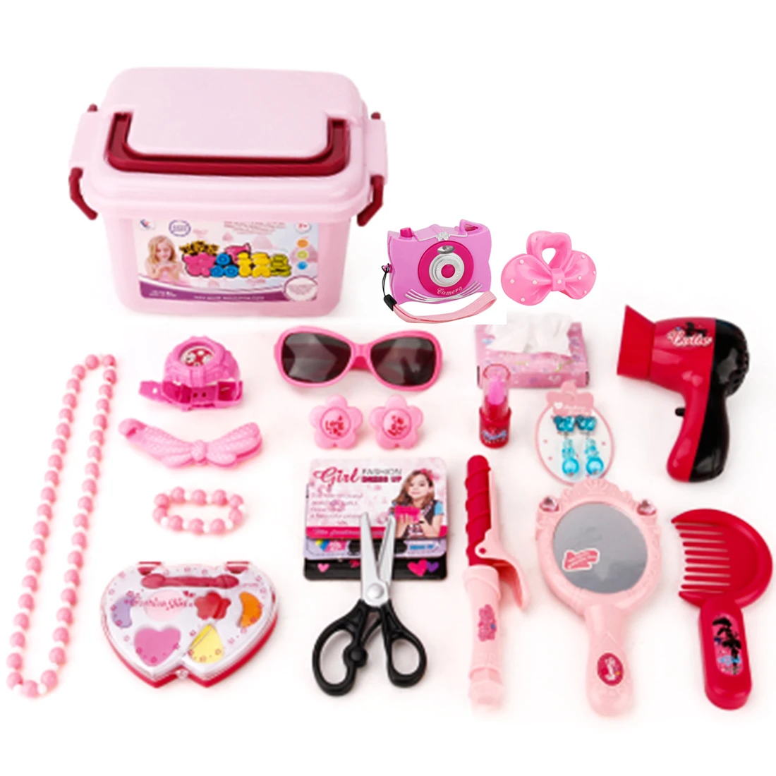 

Surwish 23Pcs Standard Children Pretend & Play Toys Hair Cosmetics Toys with Camera and Flower Clip for Kids
