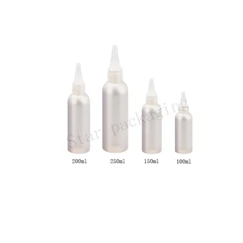 

30pcs 100/150/200/250ml empty plastic bottle containers,Pearl PET bottle with pointed mouth caps for skin care cream,shampoo