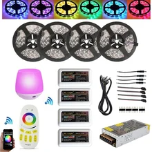 20M 5050 RGBW RGBWW RGB Mi Light WIFI Led Strip Waterproof Dimmable 12V 24V+4pcs Controller + RF Remote + Power Supply With Plug