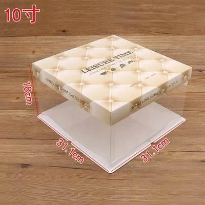 5set 10inch S 31.1X31.1X18cm Birthday cake packing box gift wedding home high all transparent small Bobbi square | Дом и сад