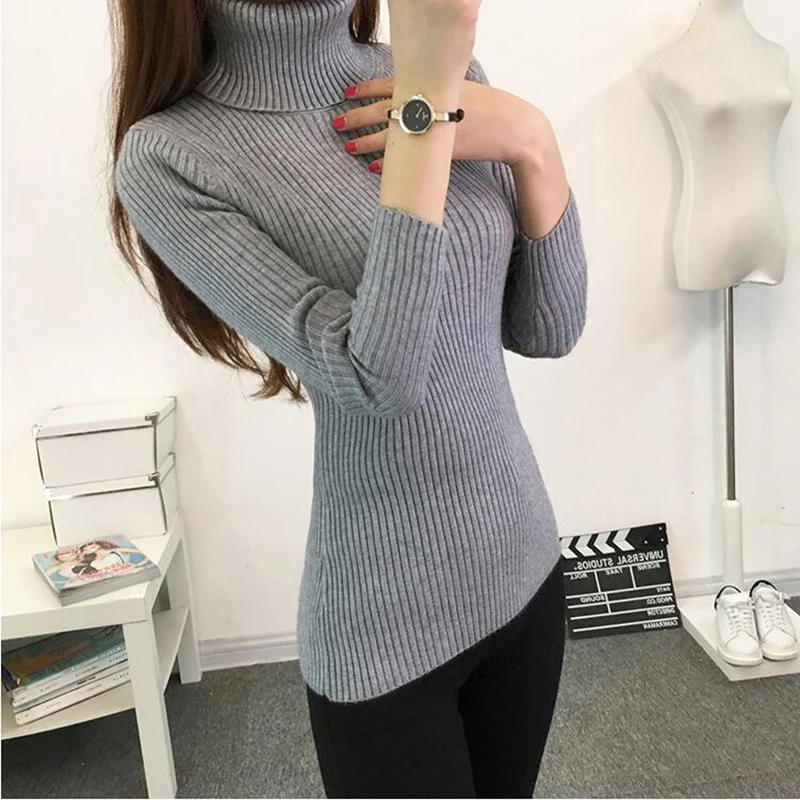 Korean Slim-fit tight sweater Elasticity Turtleneck Warm Women long sleeve Sweater Fashion Female Pullovers Sweaters Korean Slim-fit tight sweater Elasticity Turtleneck Warm Women long sleeve Sweater Fashion Female Pullovers Sweaters