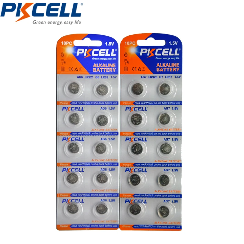 

10Pcs G7 Battery Coins For Watch 0% Mercury AG7 1.5V LR57 195 927 LR927 399 395 and 10Pcs 371 SR920SW AG6 LR920 Button Batteries