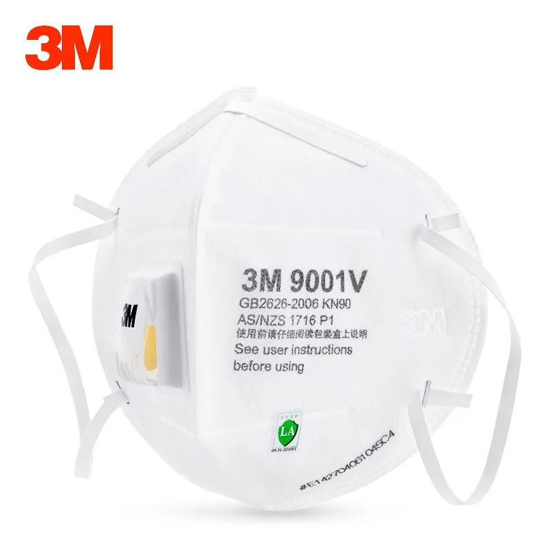 

5pcs/lot 3M 9001V 9002V Dust Mask Anti PM2.5 Anti-fog Safety Masks Anti influenza Breathing valve KN90 Particulate Respirator