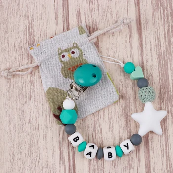 

TYRY.HU Personalised Name Silicone Baby Pacifier Chain DIY BABY Teething personalized Teether Pacifier Clip Customized Name Toy