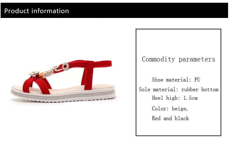 Kalupao Girl Shose Red Beaded Flat Sandals Elastic Band Sandals Soft Rubber Fish Mouth Shoes Girl Summer Footwear Big Size 35-40 (2)