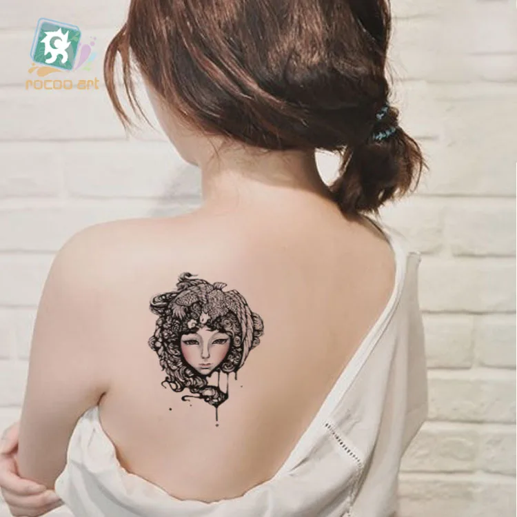 

SC-918/ Large Taty Beauty Girl Luck Doll Head Water Transfer Body Art Temporary Tattoo Stickers Flash Big Tatoos tatuagem