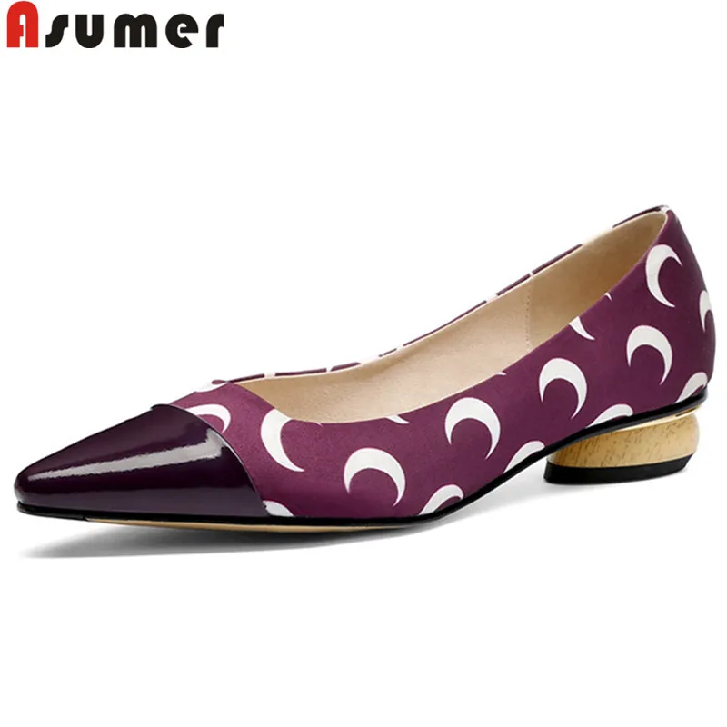 

ASUMER 2019 new spring new shoes woman shallow synthetic+cow leather shoes women casual low heels shoes women