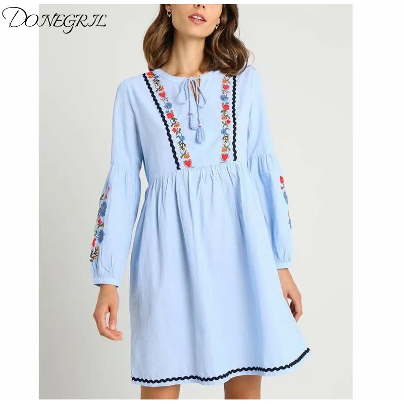

2019 spring and summer new embroidered lace decorative lace dress ladies embroidered dress