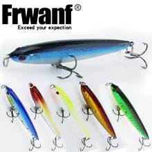 Frwanf – lot d'appâts artificiels pour la pêche, pack de leurres pour attraper des poissons comme les bars, les brochets ou les aloses, Pencil, Longcast, yeux 3D, 9.3cm, 13.5g, 6 pièces 