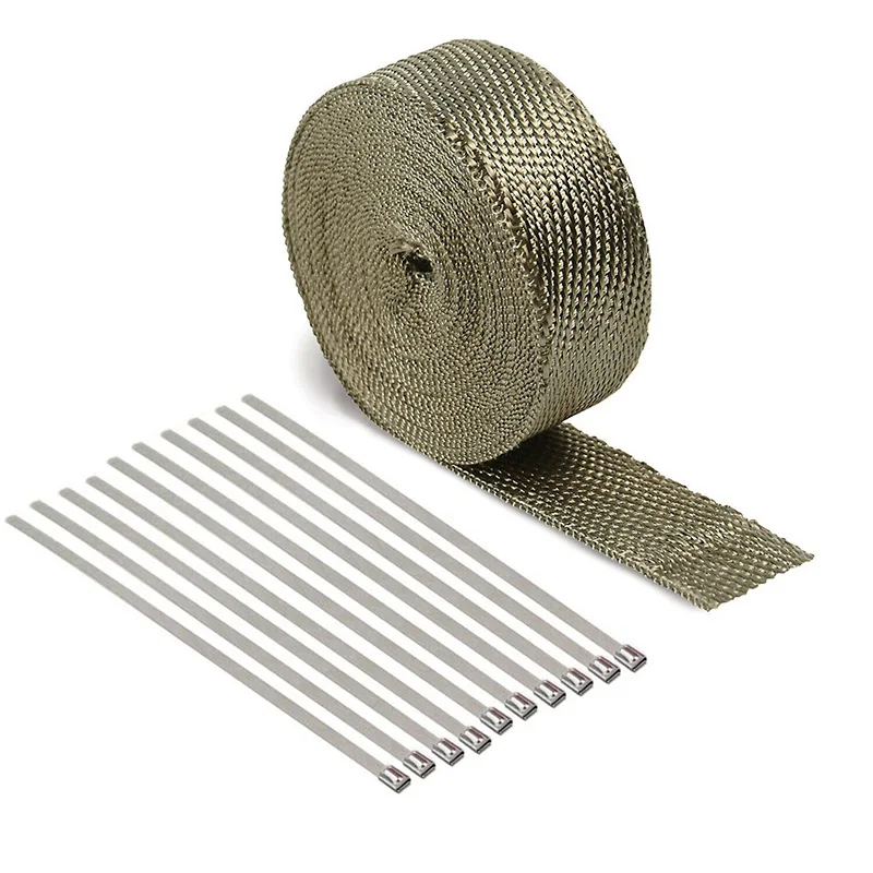 

Titanium fiber Insulation Cloth Pipe Tape 10pcs Cable Ties Set Anti-melting Exhaust Equipment Useful