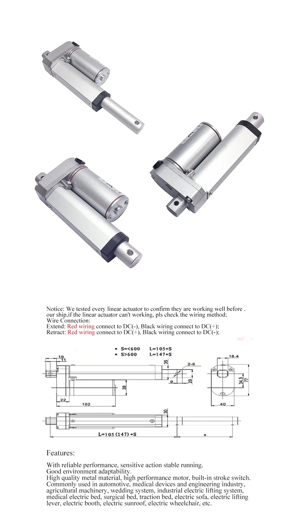 LD-B Модернизированный линейный исполнительный механизм 12V 1100/1500N высокий крутящий момент на 5 мм 13 мм/сек. В переменного тока, 50-300 мм ход линейный привод силы нажима 150 кг Шестерни мотор