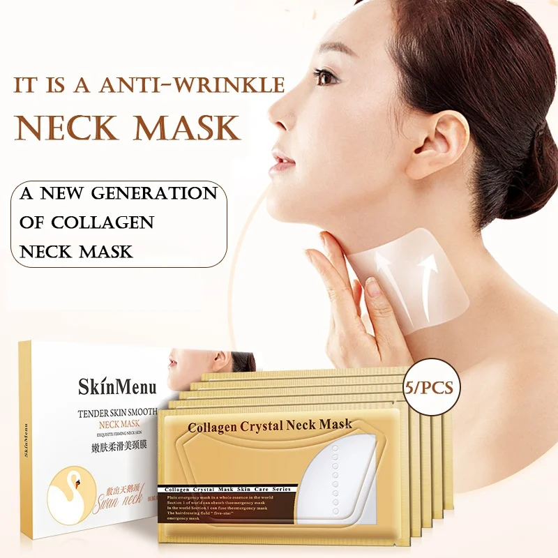 5Pcs Neck Masks Crystal Collagen Whitening Anti-Aging Nourishing Neck Whitening Moisturizing Skin Care Neck Patches