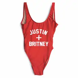 Джастин + Бритни Костюмы купальный костюм боди с принтом букв цельный пляжная летние купальники женские пикантные Комбинезоны для женщин