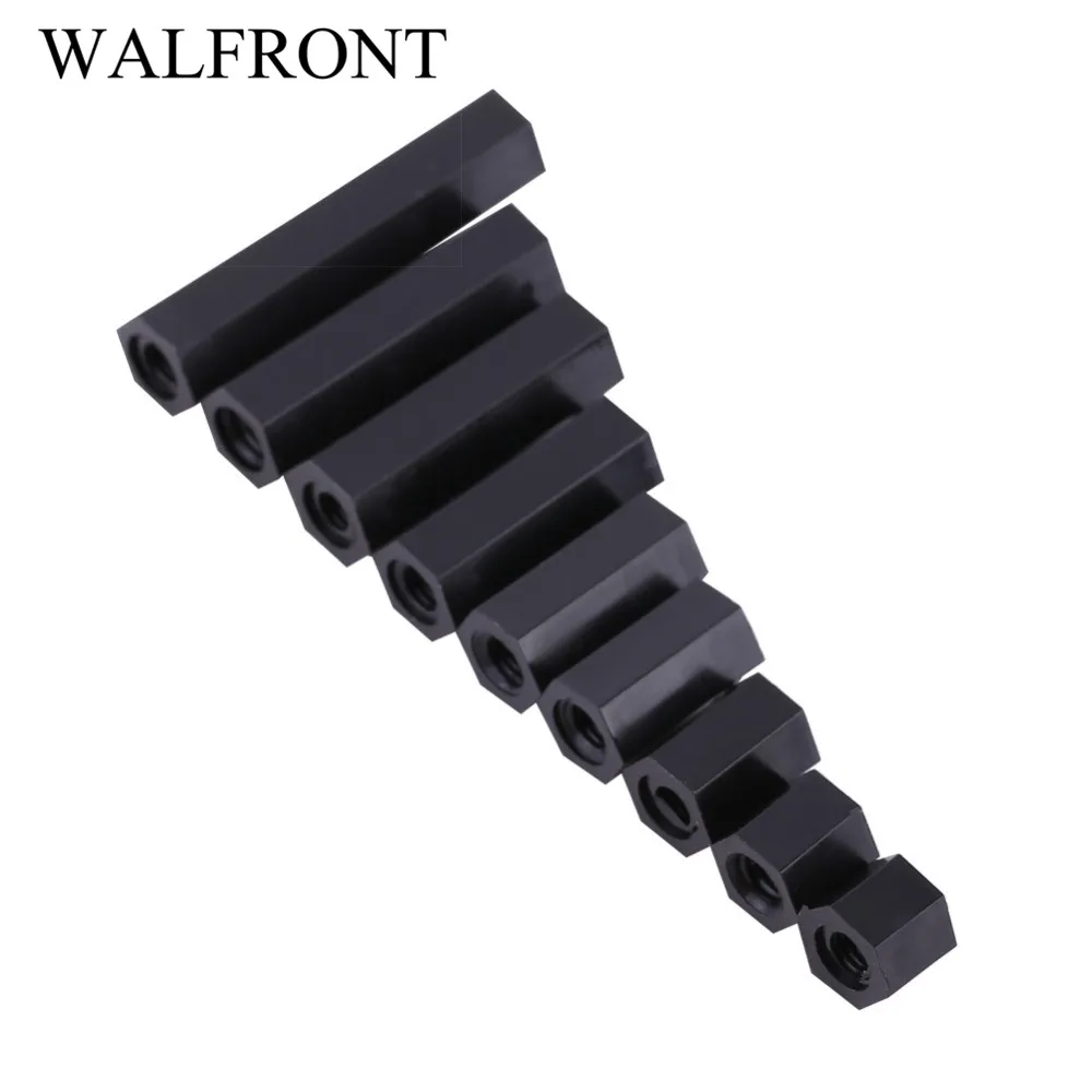 100Pcs M3 Nylon Spacer Standoff Threaded Spacer Screws Black PA66 M3