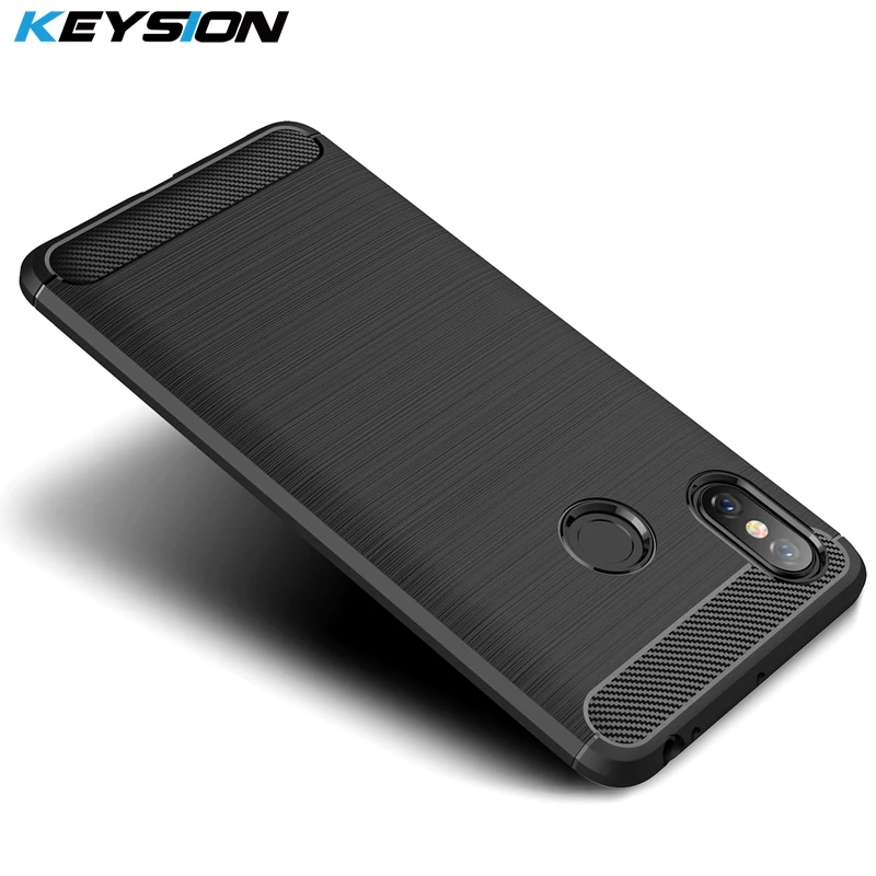 

KEYSION Phone Case for Xiaomi Mi Max 3 Carbon Fiber Soft TPU Silicone Brushed Anti-knock Back Cover for Xiaomi MAX 3 Mi MAX3