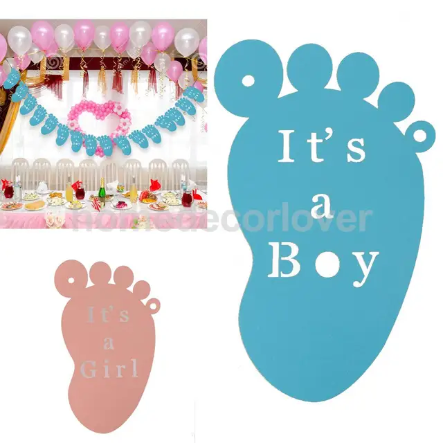 sweet its a boy girl hollow cut foot feet hanging banner bunting boy or girl announcements
