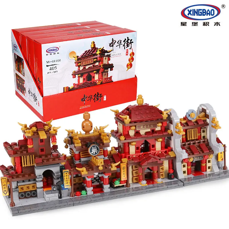 

XingBao 01101 Building The China Inn Jewelry Shop Blacksmith Shop Drugstore Set 4 in 1 Building Blocks Bricks
