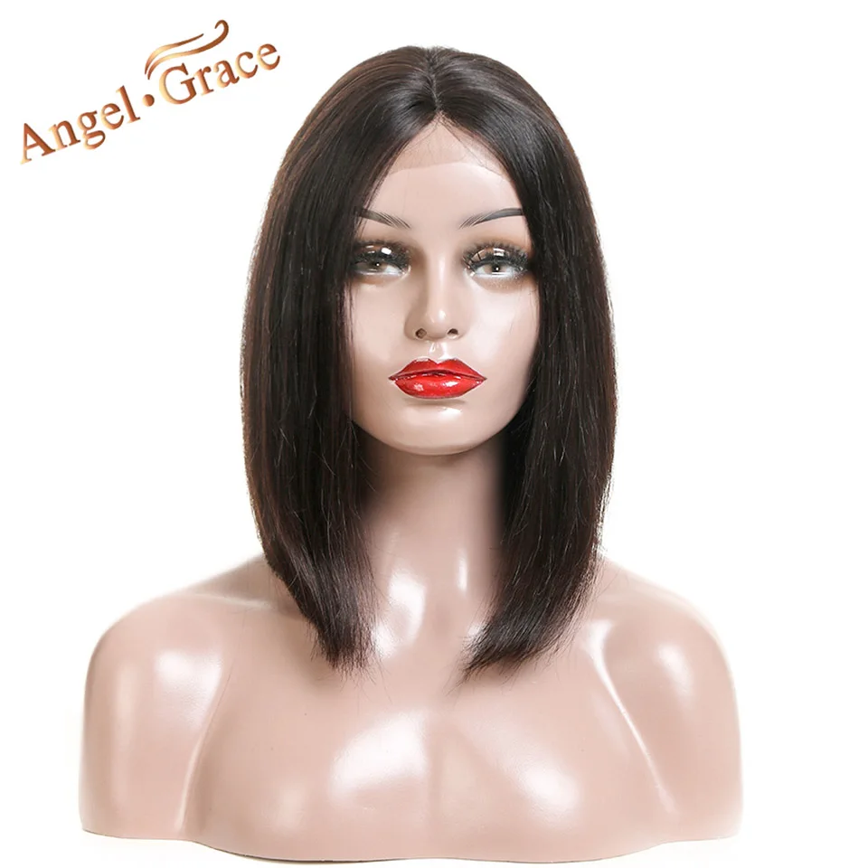 Angel Grace Hair красочный короткий парик-Боб перуанские прямые волосы прямые кружевные передние человеческие волосы парики для женщин боб парики на кружеве - Цвет волос: Color As Photo