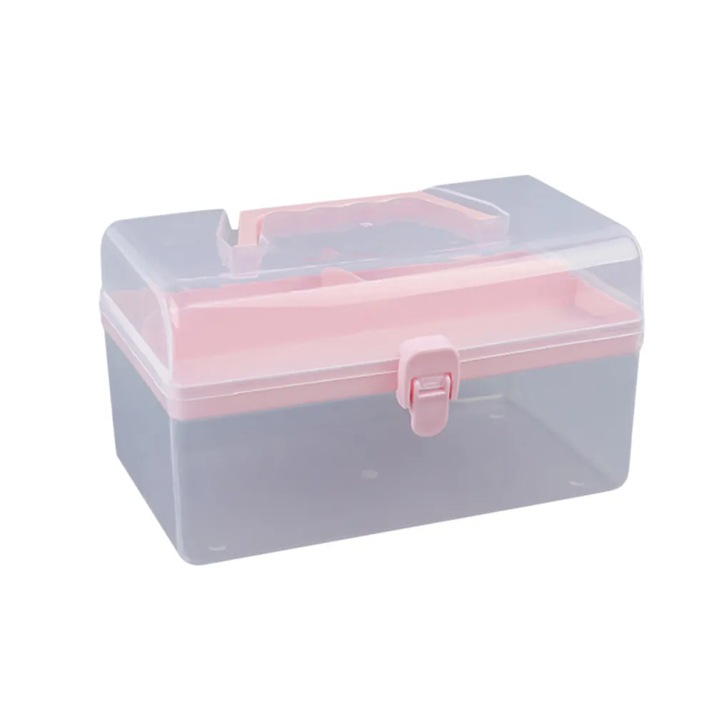 

Multipurpose Clear Plastic Portable Handled Organizer Storage Box Organization craft supplies tools medicine sewing kit#T2