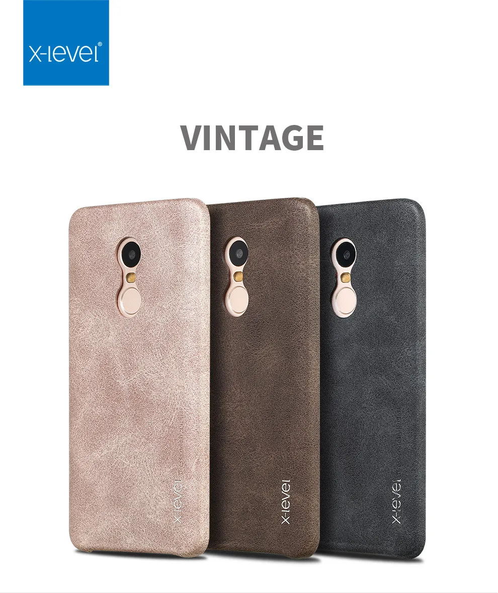 X-level Luxury Retro PU Leather Case for Xiaomi Redmi Note 4 Pro Back Cover Red mi Note4 Vintage Cases Capa Fundas |