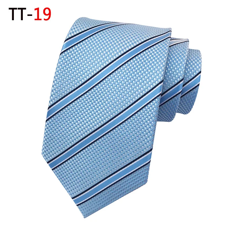 Новинка полосатый Темный галстук деловой Повседневный Шелковый роскошный мужской галстук свадебный галстук для вечеринки - Цвет: TT19