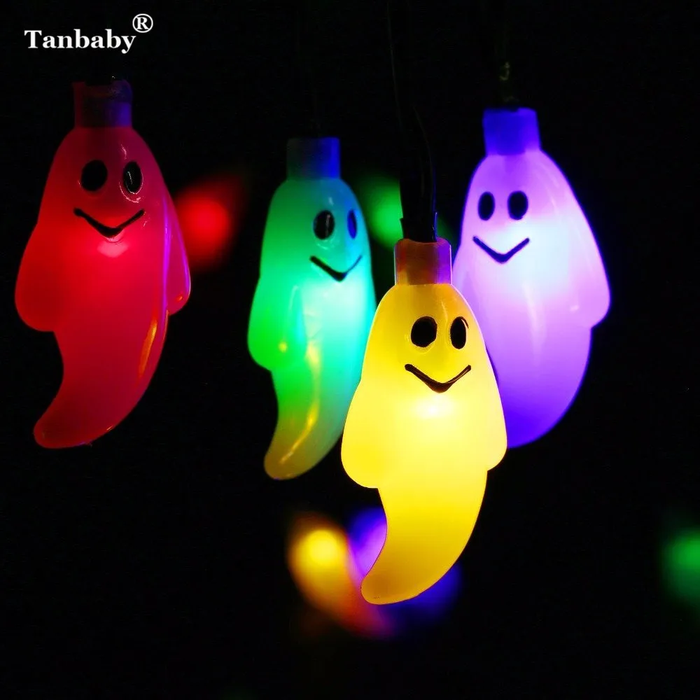 

Tanbaby Halloween LED String Light 5M 20LEDs Cute Ghost Skull Waterproof Holiday LED Lighting EU/US Plug Outdoor Garland Deco
