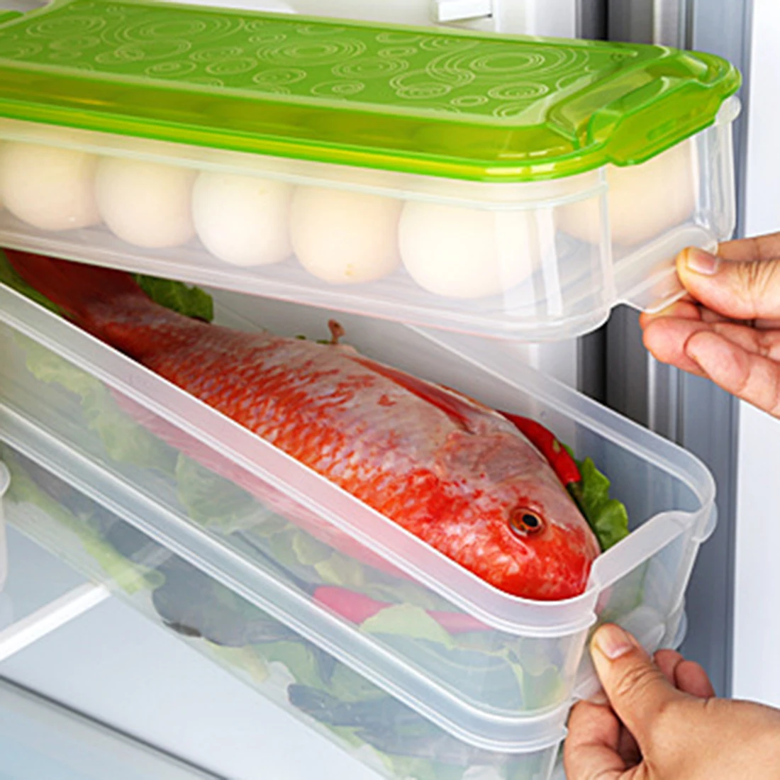 

HIPSTEEN Multi-layer Food Storage Box Refrigerator Crisper Preservation Box for Kitchen
