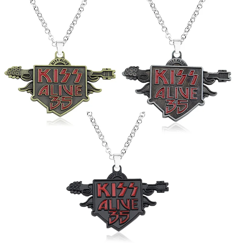 

Fashion Kiss Alive 35 Necklace American Rock Band pendant necklace Chaveiro Jewelry For Fans Sweater chain Christmas Gift