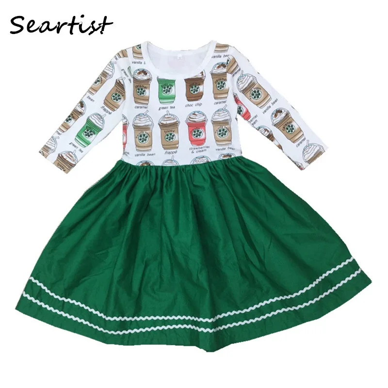 Seartist/Новинка года; платье для маленьких девочек; весеннее Повседневное платье принцессы с длинными рукавами; платье для девочек; одежда для маленьких девочек; 48
