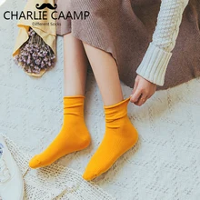 Для женщин носки все сезоны хлопок сплошной Цвет свободные Ribtop щипцы Повседневное дикий серии дамы вертикальная линия Heap запасы D107