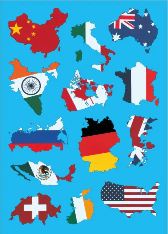 

Hot Sell World Map Flag On PVC Waterproof Laptop Tablet Skin Sticker For Macbook Pro Notebook Decal Sticker