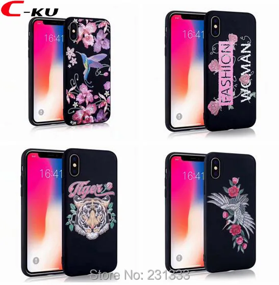 C-ku рельефный матовый мягкий чехол из ТПУ с цветочным рисунком для Iphone X 8 7 PLUS I7 6 6S SE