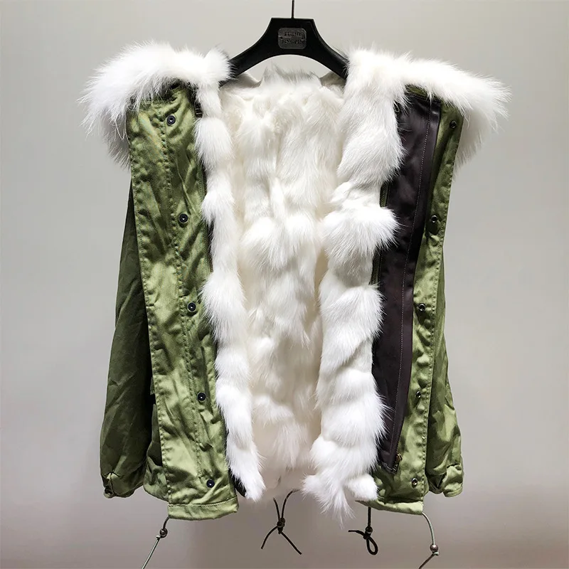 

the stars, you thousand song, the same fur, fox fur, inner liner, the women's Liberation Army detachable Parker coat.