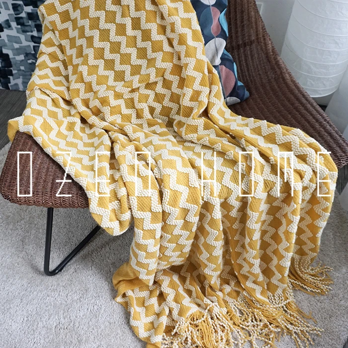 Вязаное теплое утяжеленное одеяло с объемным волнистым шерстяным ковром для дивана, заднего запаса и полотенец, модель для дома и офиса, одеяло для просмотра ТВ 120x230 см - Цвет: turmeric