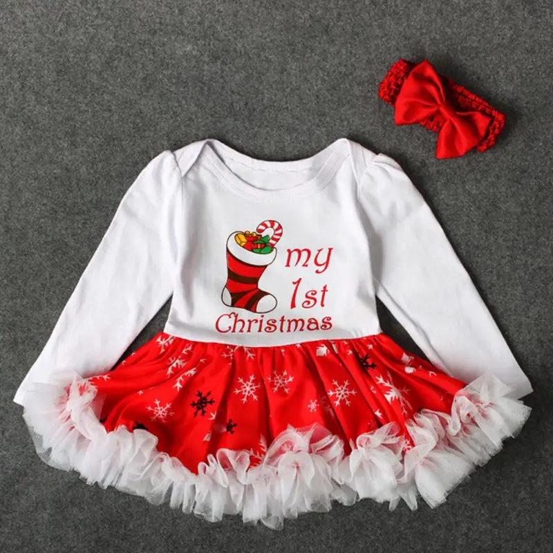 

Baby Girl Clothes Christmas Outfits Infant Clothing Sets Dress+Headwear Newborn Baby girl Suits